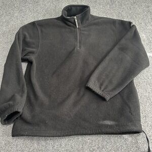 IZOD PerformX Pullover Mens M  Black Fleece Quarter Zip Zip Pocket Drawcord Hem